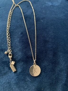 Kate Spade Initial K Disc Necklace in Silver Tone “Your One In A Million”
